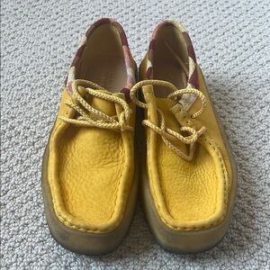 Clarks Mustard Yellow Lace-Up Shoes
